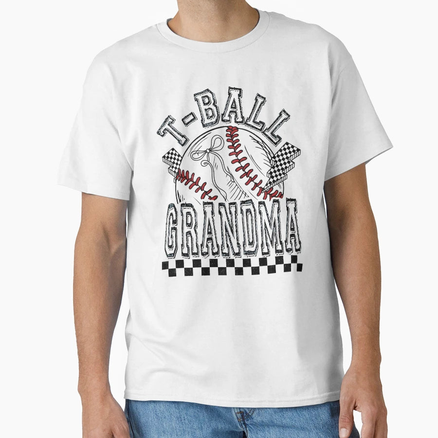 T Ball Grandma Checkered Coquette T-Shirt - Fun Novelty Design for Adults - T-Shirt, Sweatshirt, Hoodie