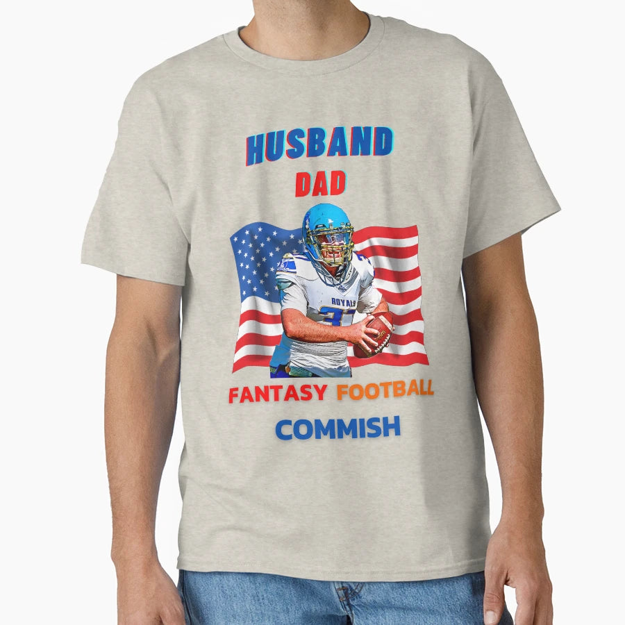 Husband Dad Fantasy Football T-Shirt - Casual Everyday Wear Men Women - T-Shirt, Sweatshirt, Hoodie