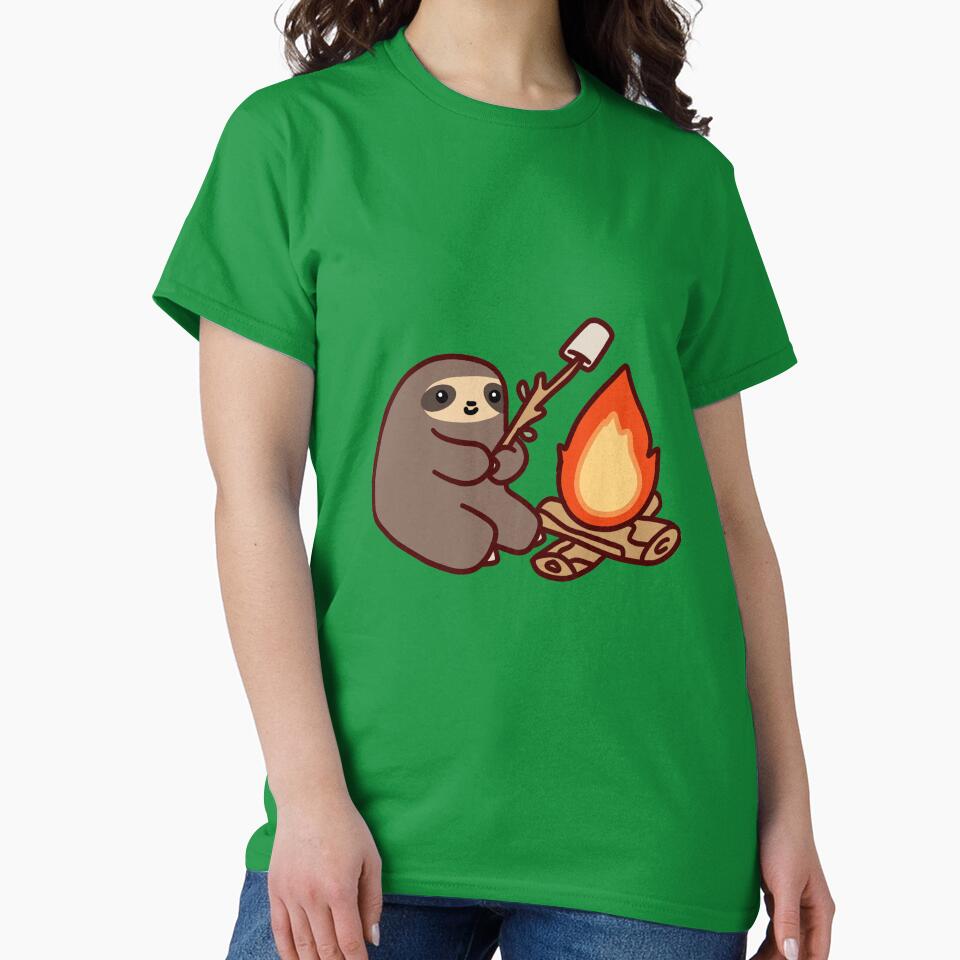 Campfire Sloth by SaradaBoru - Adult & Kids T-Shirts, Sweatshirts & Hoodies apparel design preview 2
