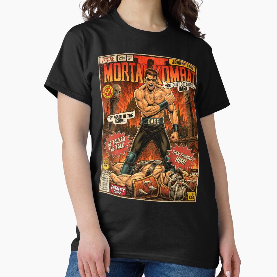 Mortal Kombat 2 Johnny Cage Vintage Retro Comic Cover - Adult & Kids T-Shirts, Sweatshirts & Hoodies apparel design preview 2