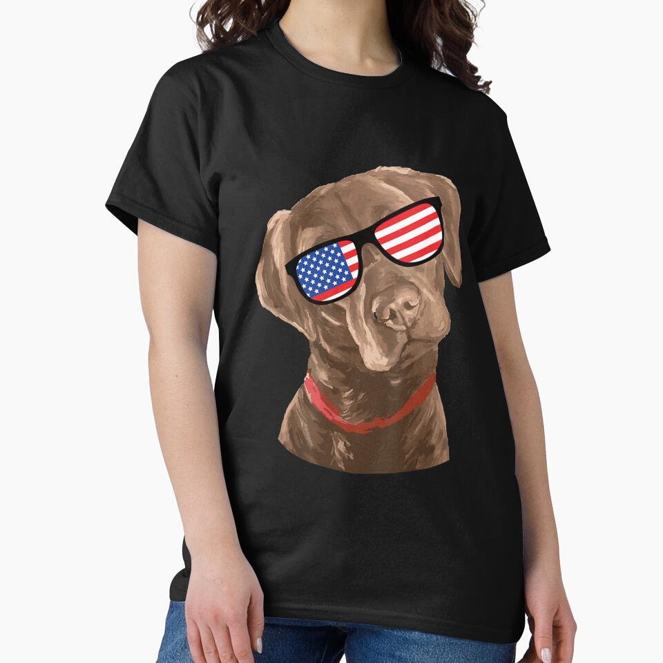 Funny Chocolate Labrador American Flag 4th of July by - Adult & Kids T-Shirts, Sweatshirts & Hoodies apparel design preview 2