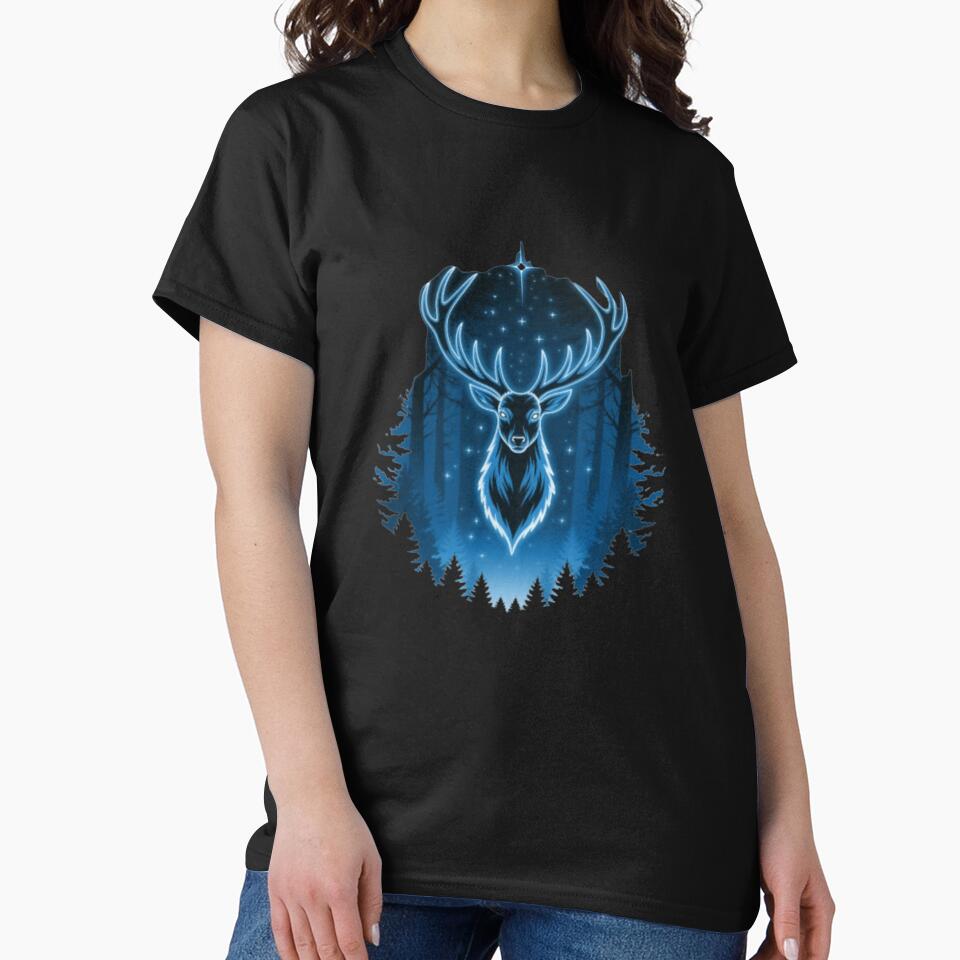 The Glowing Stag Patronus by Mayverse - Adult & Kids T-Shirts, Sweatshirts & Hoodies apparel design preview 2