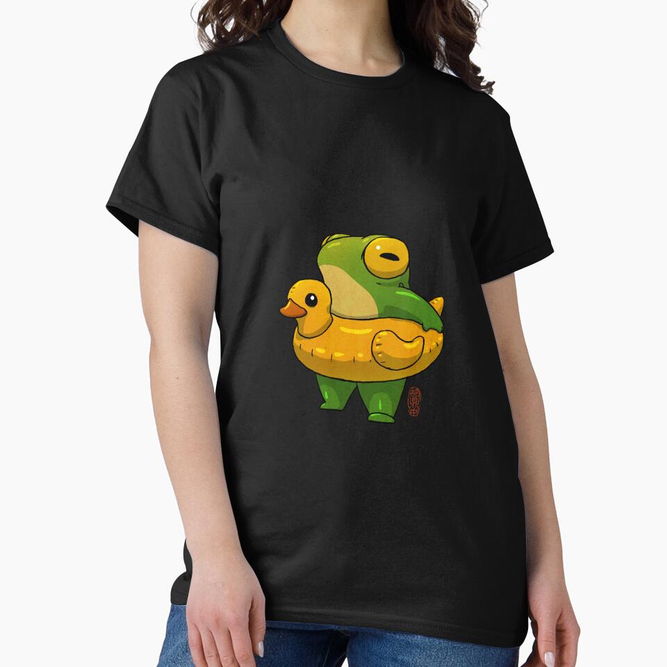 Cute summer time ducky frog swimming pool floatie - Adult & Kids T-Shirts, Sweatshirts & Hoodies apparel design preview 2