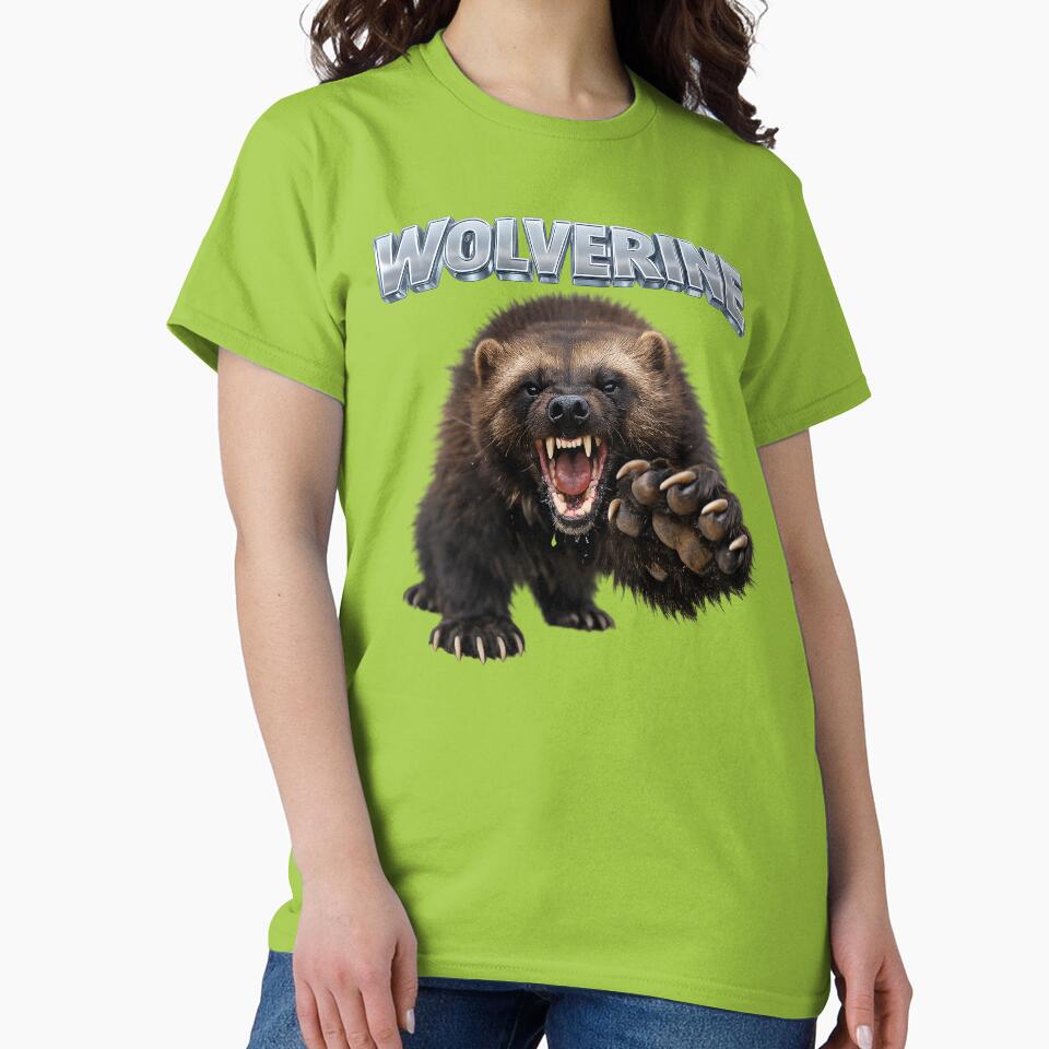 Fierce Wolverine 3D Roaring Wild Animal Design by - Adult & Kids T-Shirts, Sweatshirts & Hoodies apparel design preview 2