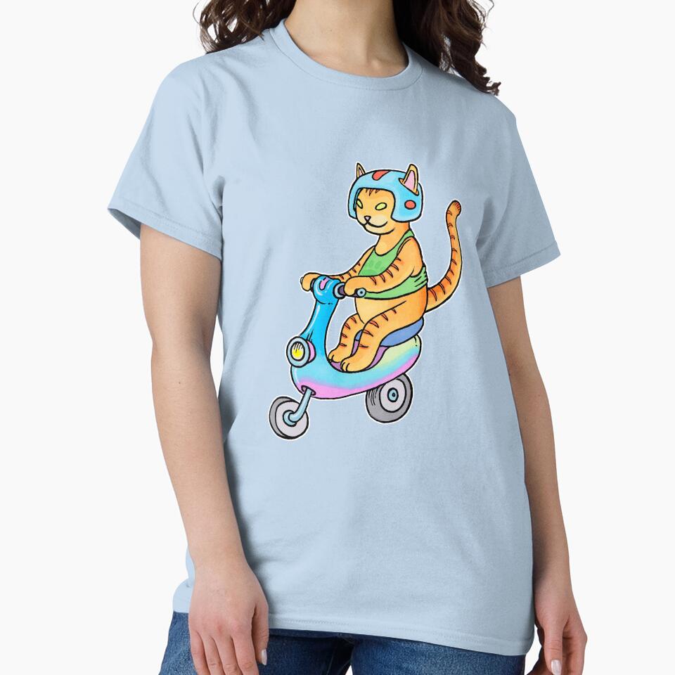 Scooter Cat by SpaceCatVisions - Adult & Kids T-Shirts, Sweatshirts & Hoodies apparel design preview 2