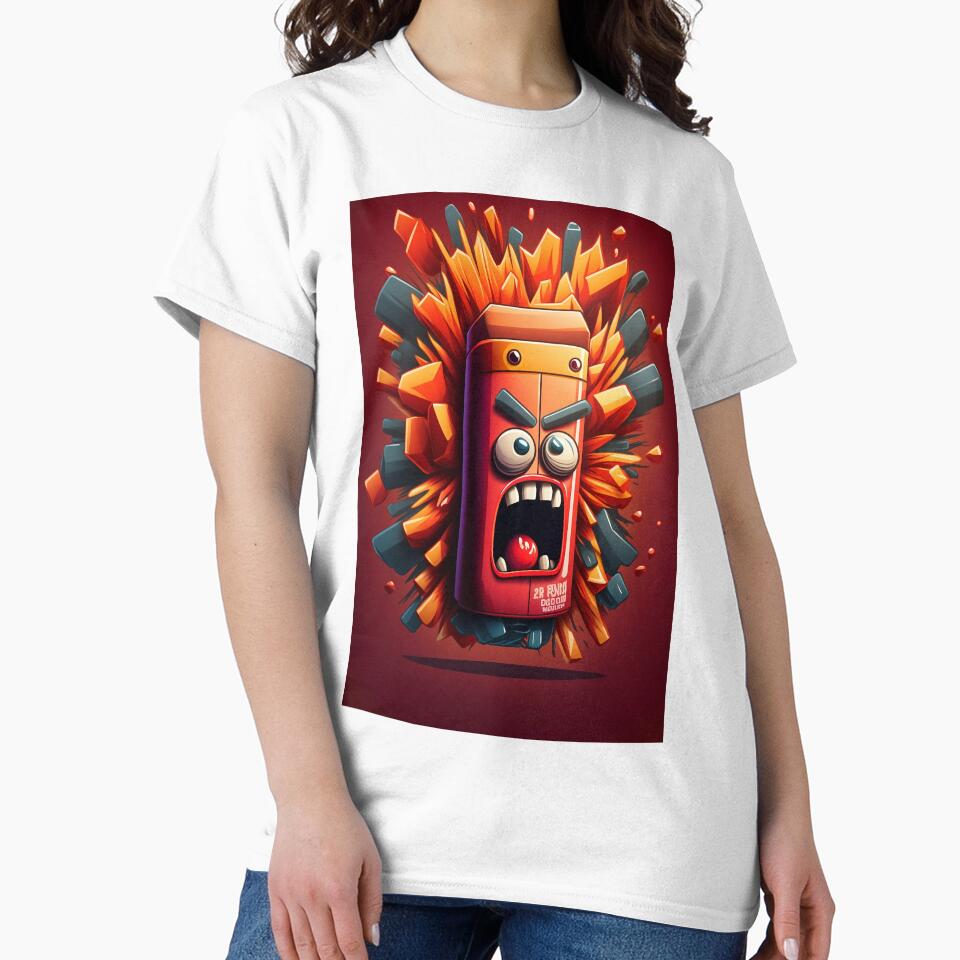 Colorful Cartoon Angry Dynamite Stick Design by - Adult & Kids T-Shirts, Sweatshirts & Hoodies apparel design preview 2