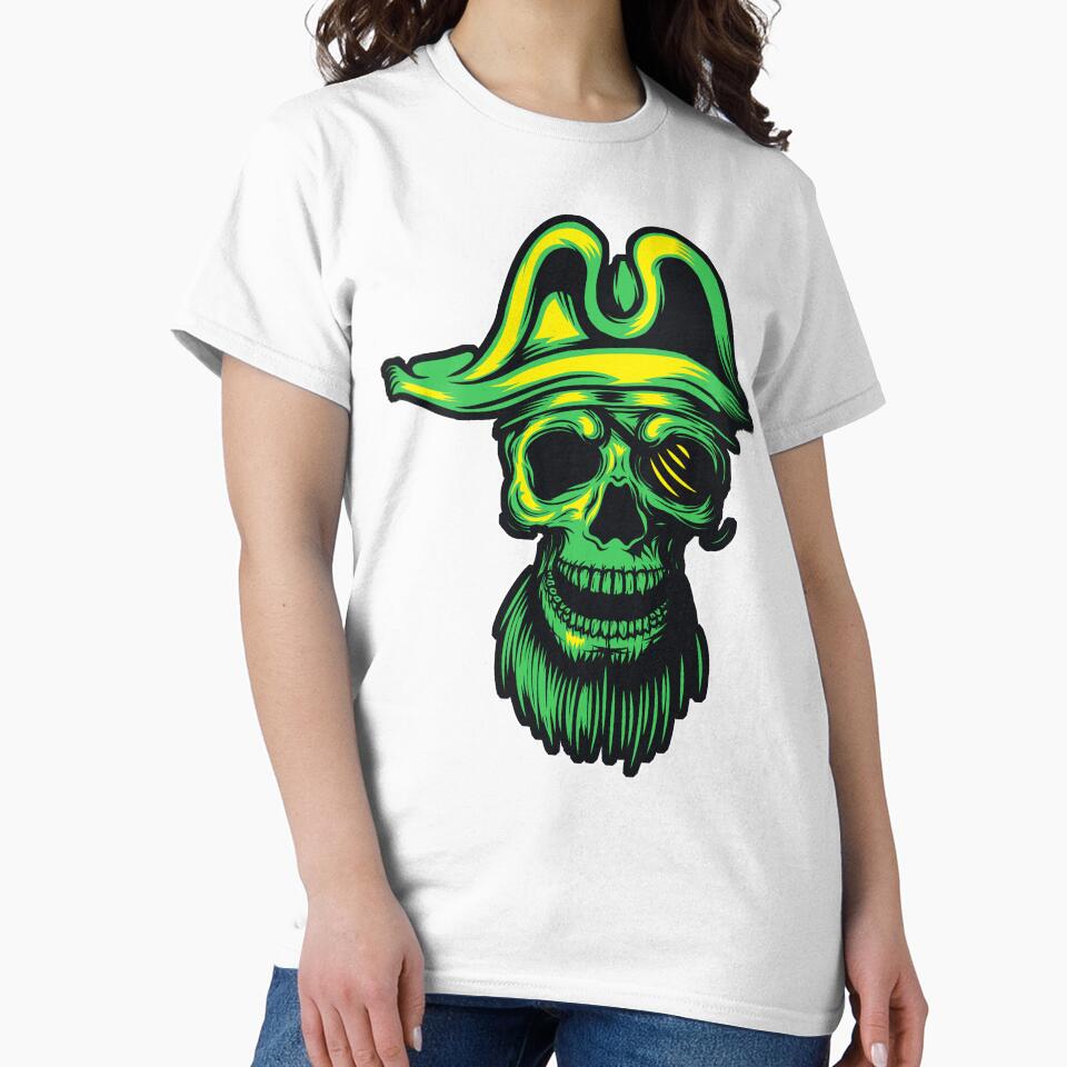 Green Pirate Skull by Fairyjam - Adult & Kids T-Shirts, Sweatshirts & Hoodies apparel design preview 2