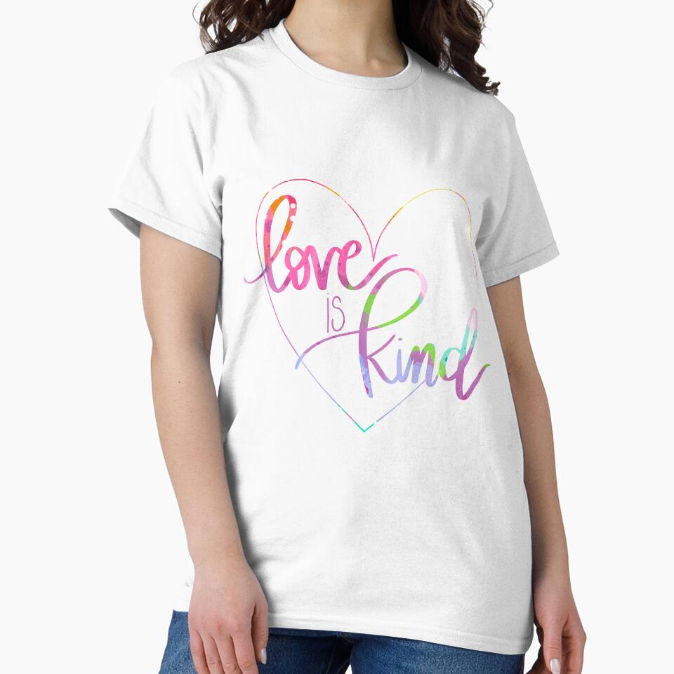 Love is Kind Colorful Calligraphy by bethanyjoyart - Adult & Kids T-Shirts, Sweatshirts & Hoodies apparel design preview 2