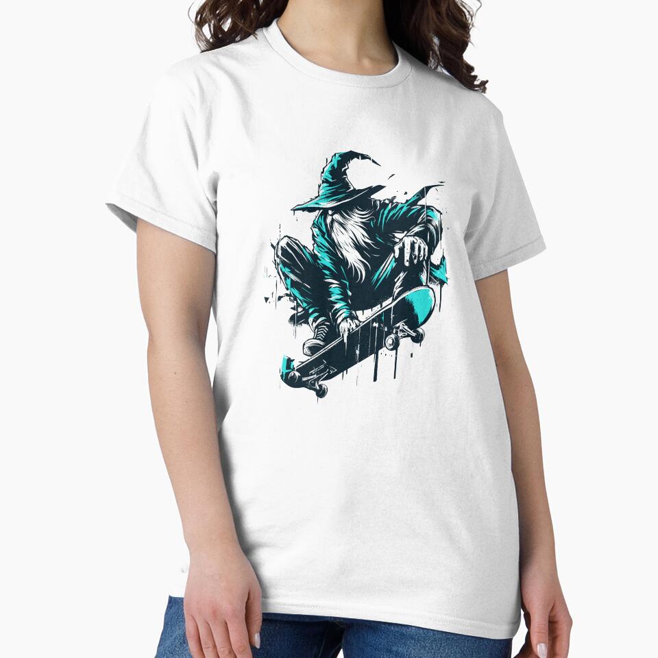 Cool blue skate wizard by TomFrontierArt - Adult & Kids T-Shirts, Sweatshirts & Hoodies apparel design preview 2
