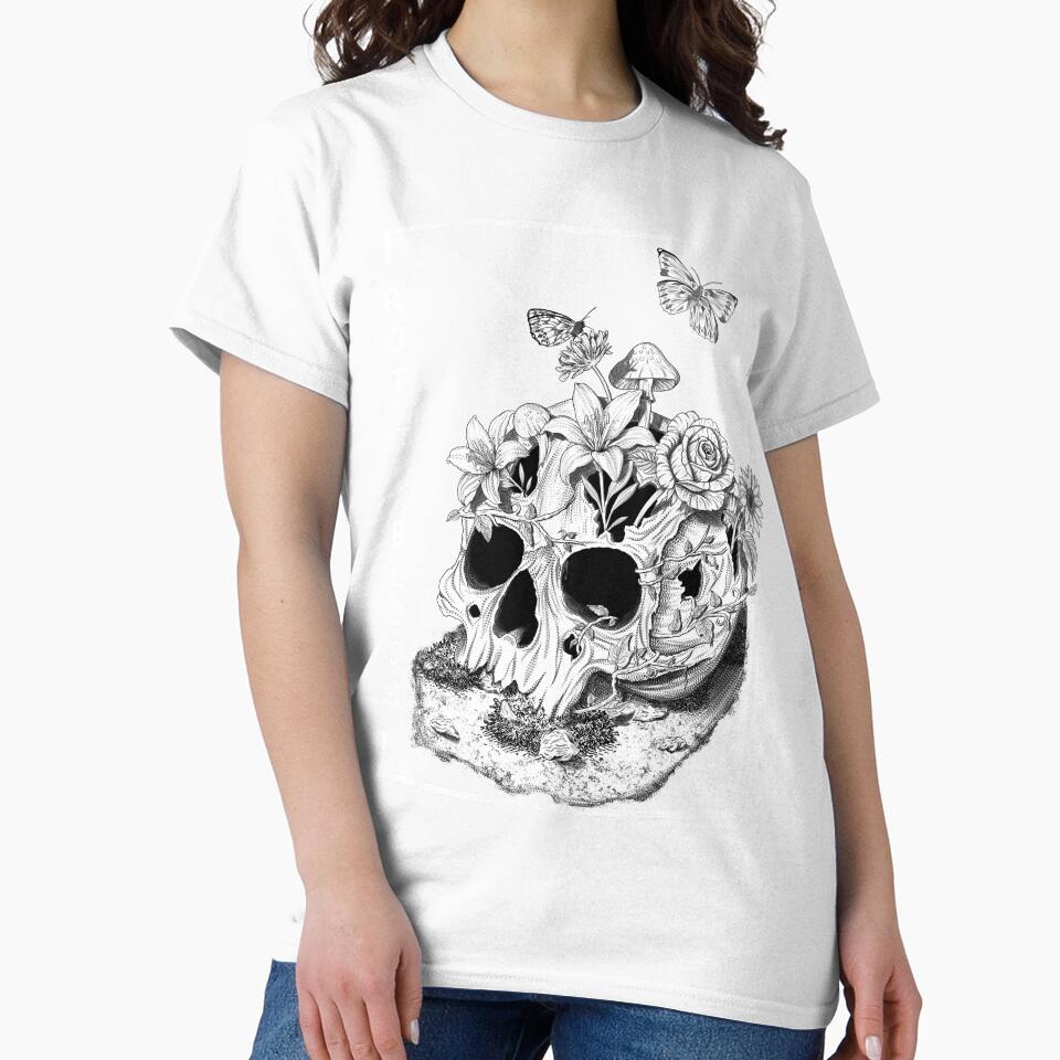Rot to Bloom Floral Skull with Butterflies by The Bad - Adult & Kids T-Shirts, Sweatshirts & Hoodies apparel design preview 2