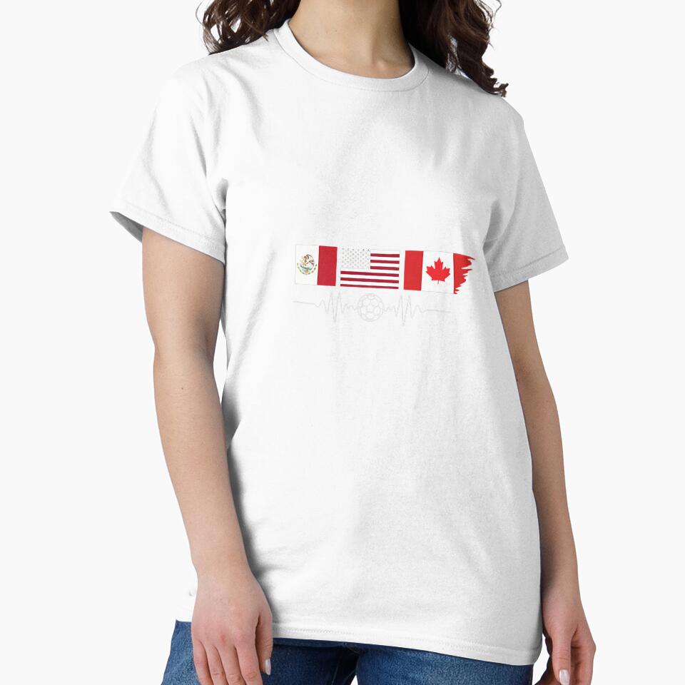 North America Soccer Heartbeat Flags 2026 Cup - Adult & Kids T-Shirts, Sweatshirts & Hoodies apparel design preview 2