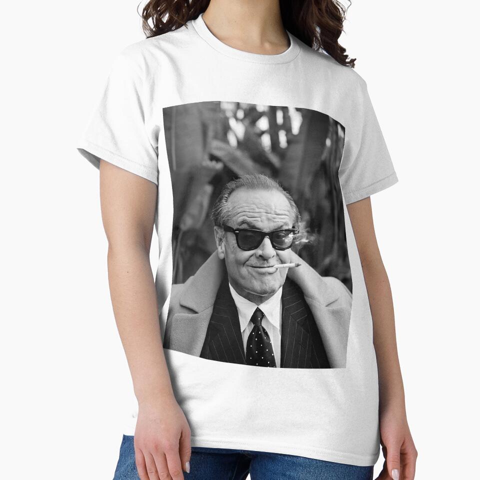 Jack Nicholson Smoking a Cigarette, Black and White - Adult & Kids T-Shirts, Sweatshirts & Hoodies apparel design preview 2