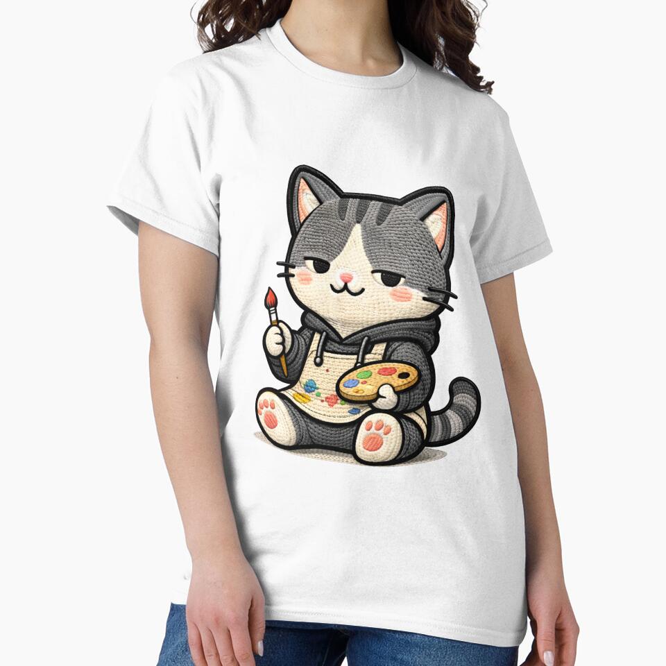 Artist Cat Creative Aesthetic Painter Kawaii Animal - Adult & Kids T-Shirts, Sweatshirts & Hoodies apparel design preview 2