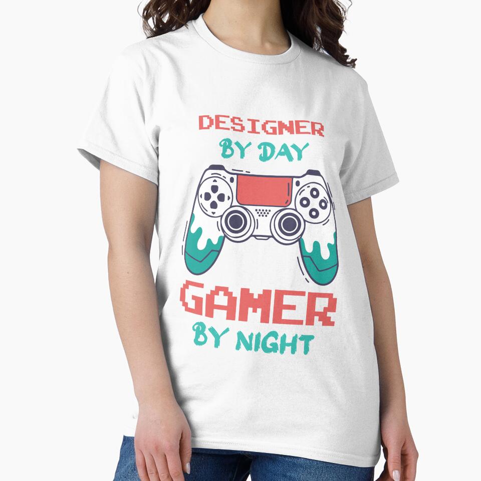 Designer By Day Gamer Night Funny quote gift idea For - Adult & Kids T-Shirts, Sweatshirts & Hoodies apparel design preview 2