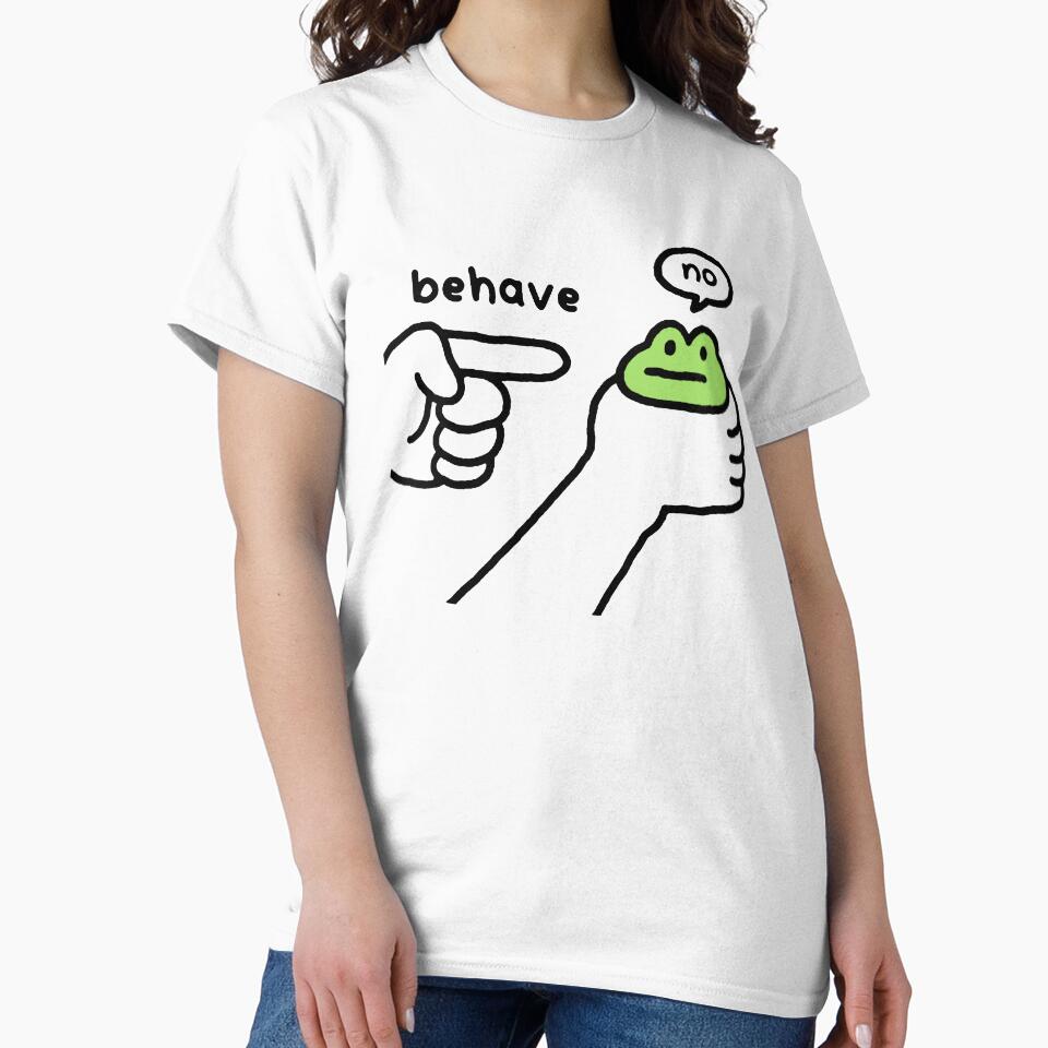 Behave, no… Funny Cute Frog by Buntrockstore - Adult & Kids T-Shirts, Sweatshirts & Hoodies apparel design preview 2