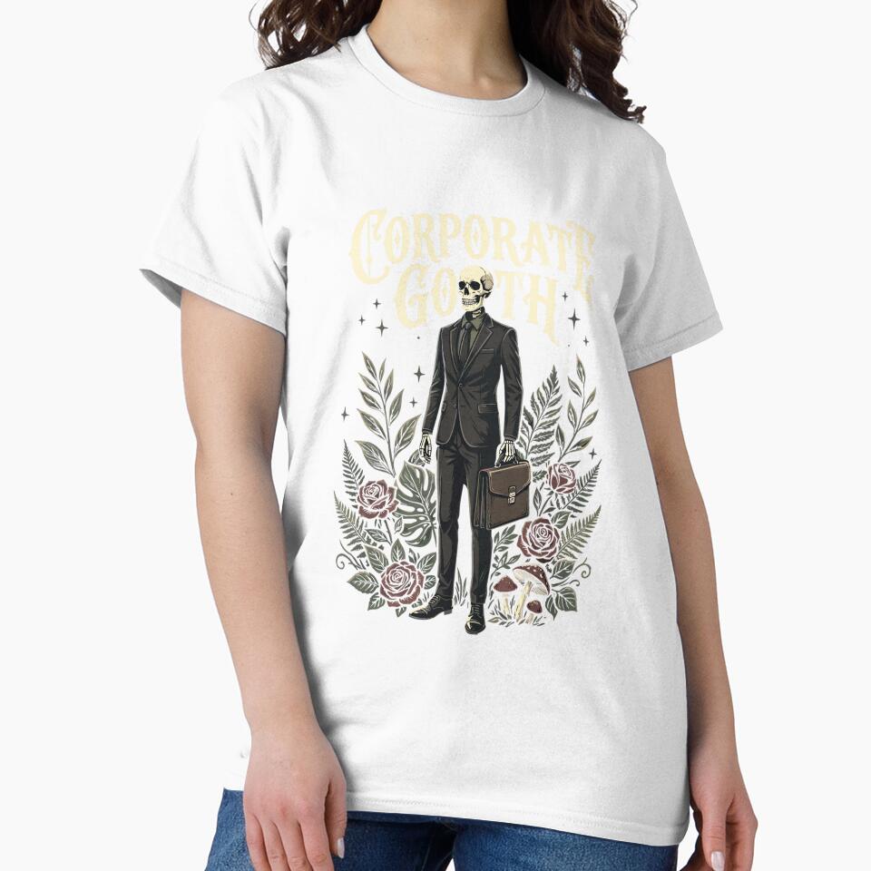 Corporate Goth Skeleton Botanical Office Worker by - Adult & Kids T-Shirts, Sweatshirts & Hoodies apparel design preview 2