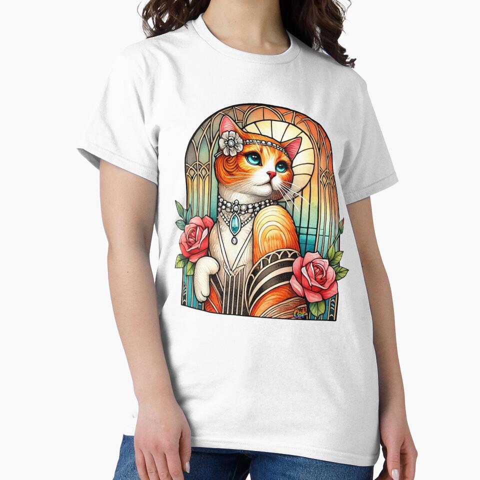 Art Deco Elegance Cat by CAutumnTrapp - Adult & Kids T-Shirts, Sweatshirts & Hoodies apparel design preview 2