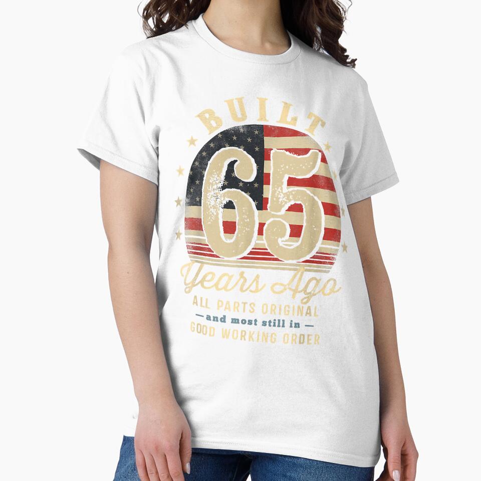 Built 65 Years Ago Funny 65Th Birthday Usa Flag by - Adult & Kids T-Shirts, Sweatshirts & Hoodies apparel design preview 2