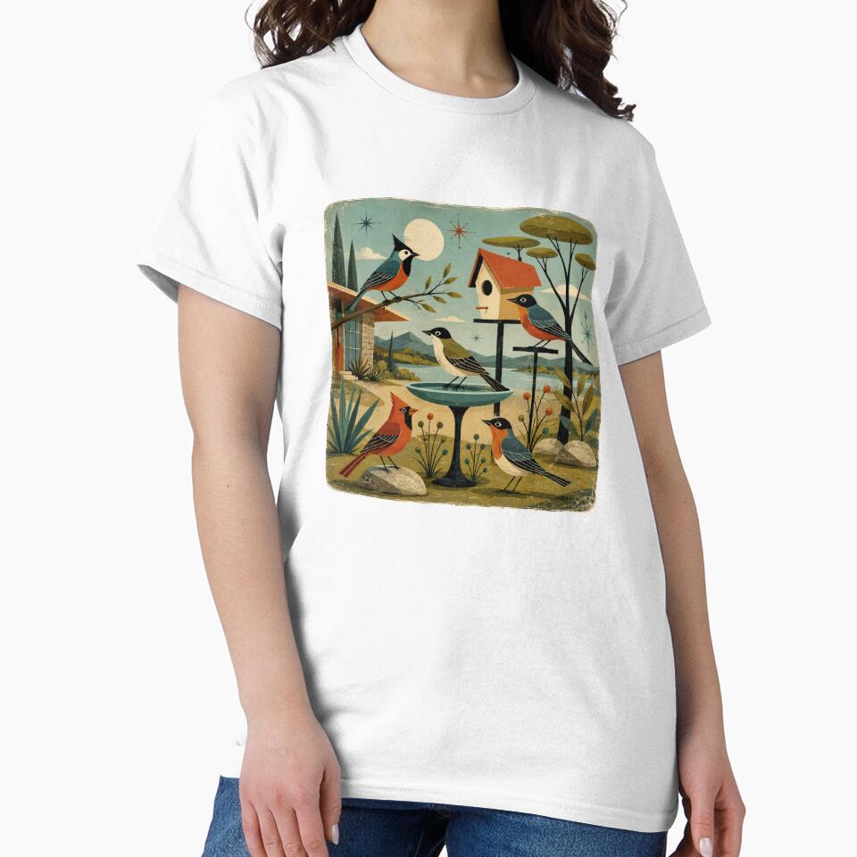 Mid-Century modern birds. by Moon Hollow Outfitters - Adult & Kids T-Shirts, Sweatshirts & Hoodies apparel design preview 2