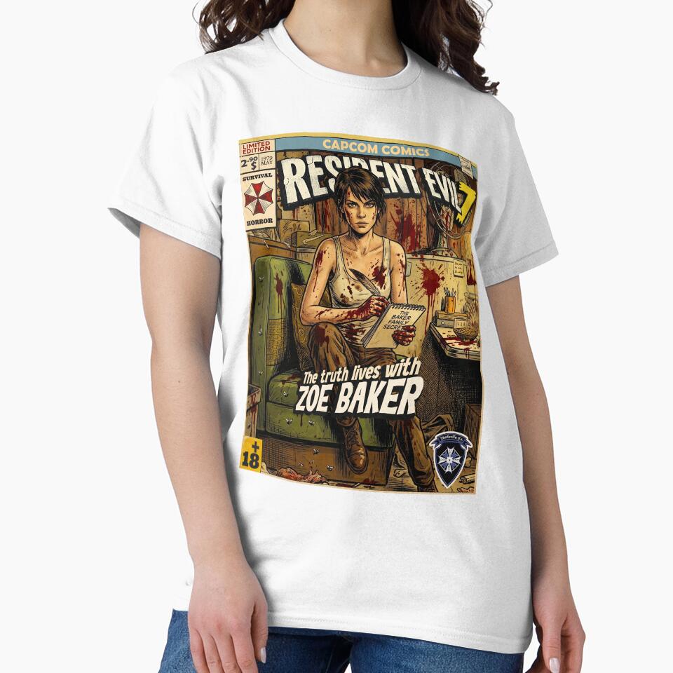 Resident Evil 7 Zoe Baker Comic Book Cover Retro - Adult & Kids T-Shirts, Sweatshirts & Hoodies apparel design preview 2