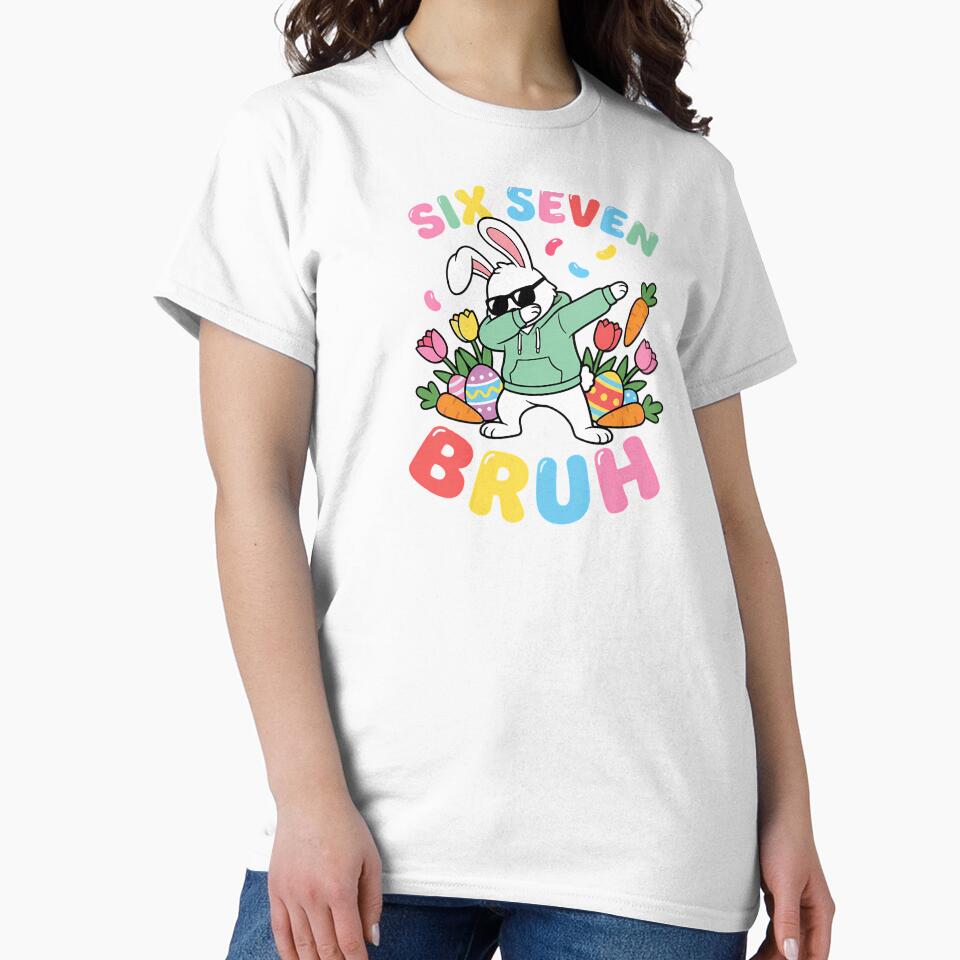 Funny 67 Six Seven Meme Bruh Rabbit Dabbing Easter - Adult & Kids T-Shirts, Sweatshirts & Hoodies apparel design preview 2