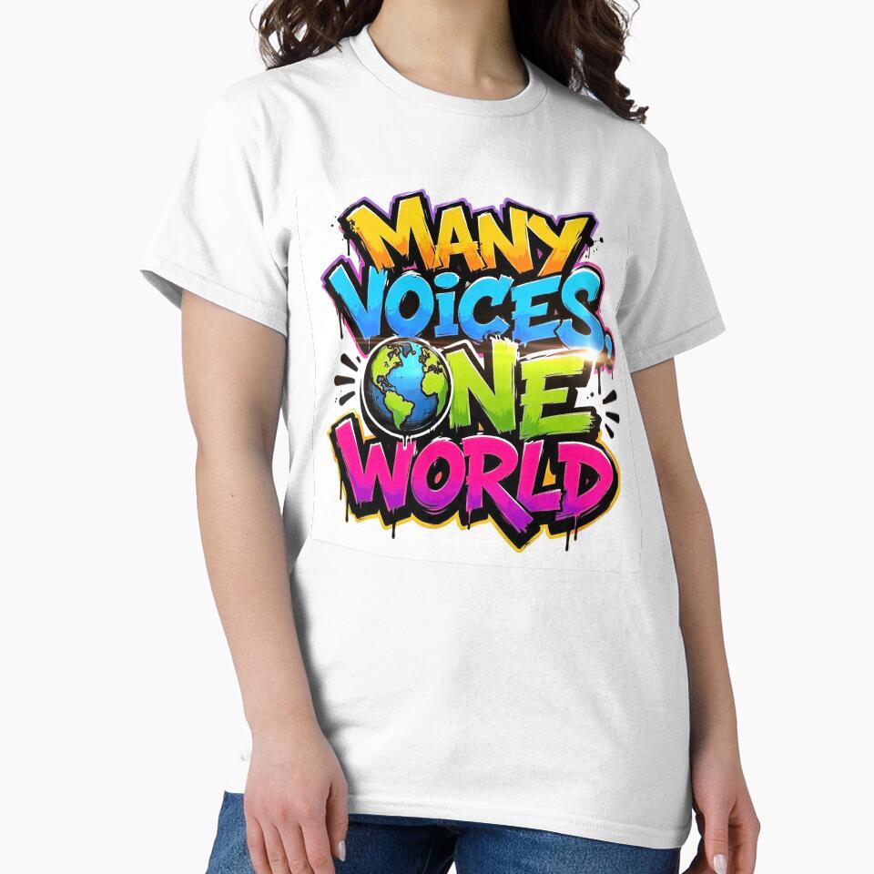 Wall Art Postcard Many Voices, One World by - Adult & Kids T-Shirts, Sweatshirts & Hoodies apparel design preview 2