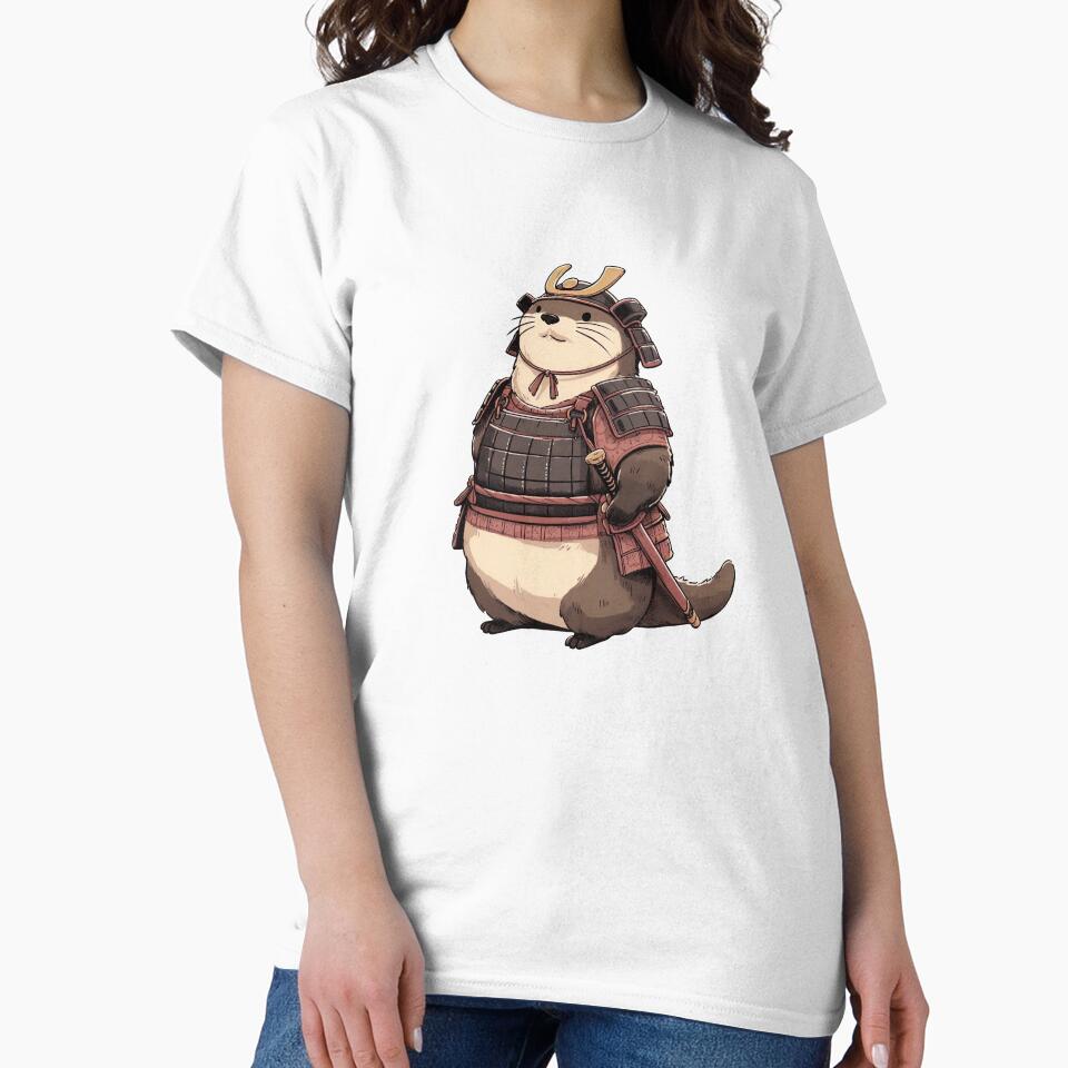 Cute Otter Samurai by Takeda-art - Adult & Kids T-Shirts, Sweatshirts & Hoodies apparel design preview 2