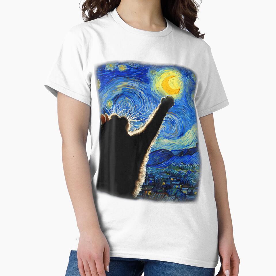 Van Gogh Starry Night Cat Classic Fit Lovermomdad - Adult & Kids T-Shirts, Sweatshirts & Hoodies apparel design preview 2