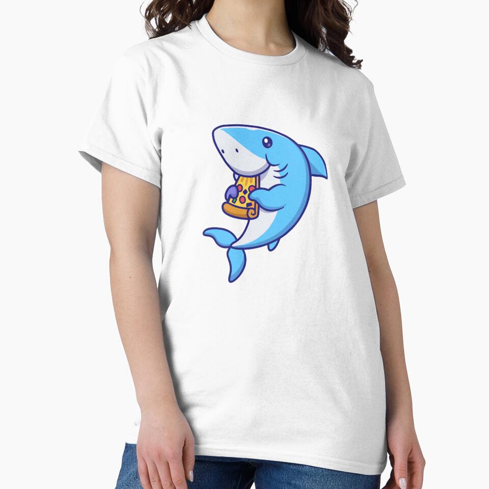 Funny Shark Eating Pizza Slice by Andreaster - Adult & Kids T-Shirts, Sweatshirts & Hoodies apparel design preview 2