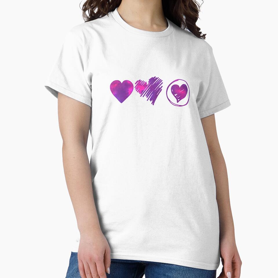 Purple hearts slim fit Essential by DuangpornShea - Adult & Kids T-Shirts, Sweatshirts & Hoodies apparel design preview 2