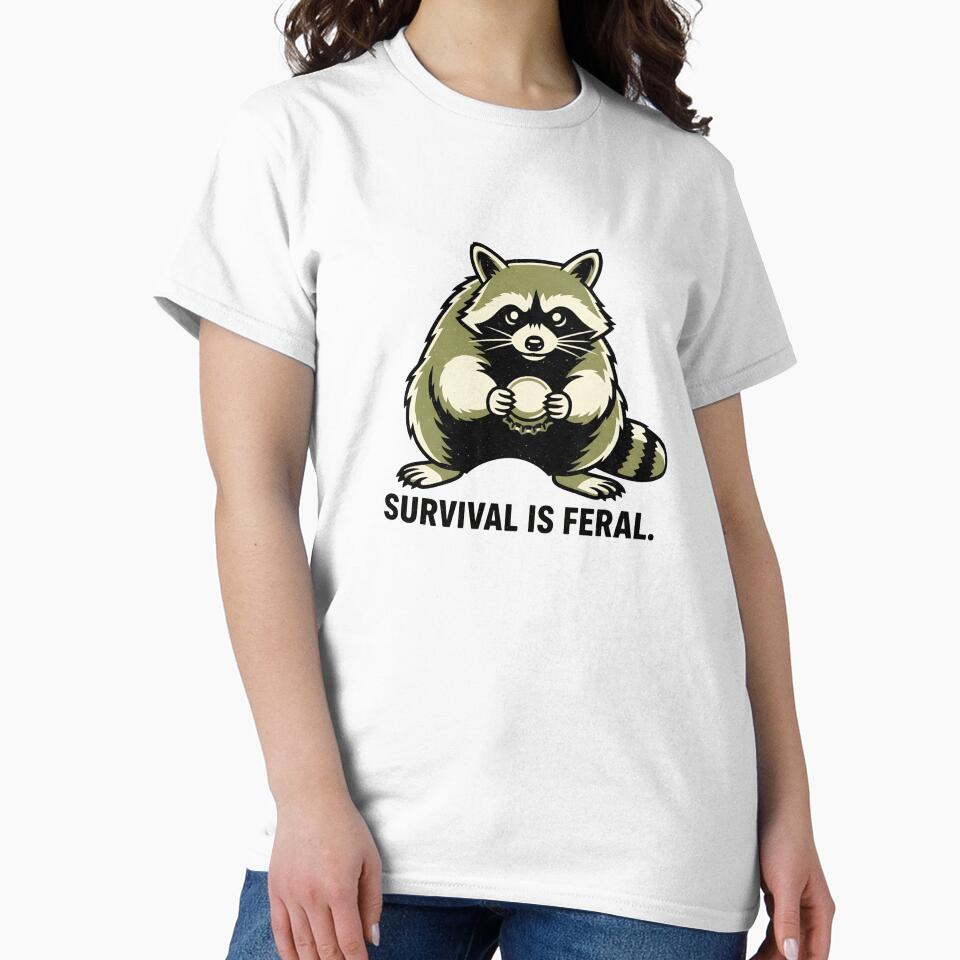 Survival Is Feral Vintage Streetwear Raccoon - Adult & Kids T-Shirts, Sweatshirts & Hoodies apparel design preview 2