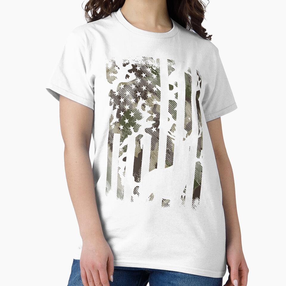 Camo US Flag Deer Elk Buck Camoflage Hunting Hunter - Adult & Kids T-Shirts, Sweatshirts & Hoodies apparel design preview 2