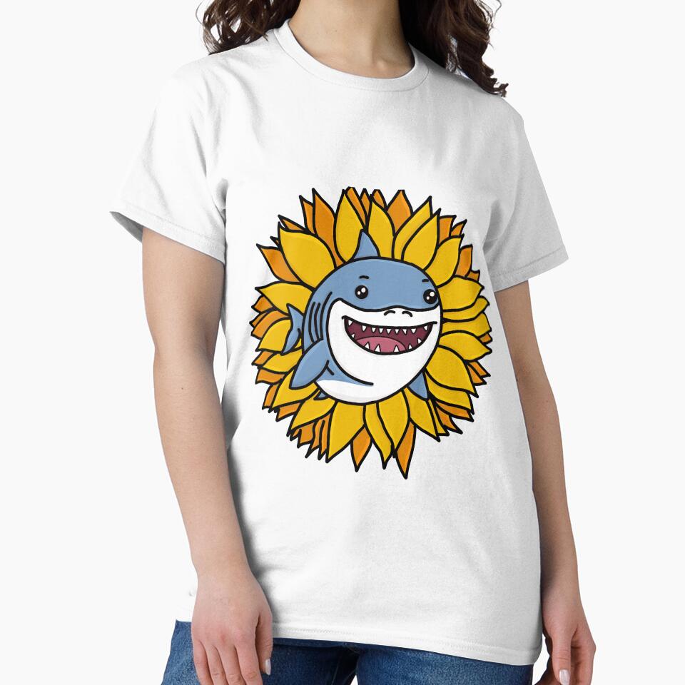 Sunflower shark by Skatehaliak - Adult & Kids T-Shirts, Sweatshirts & Hoodies apparel design preview 2
