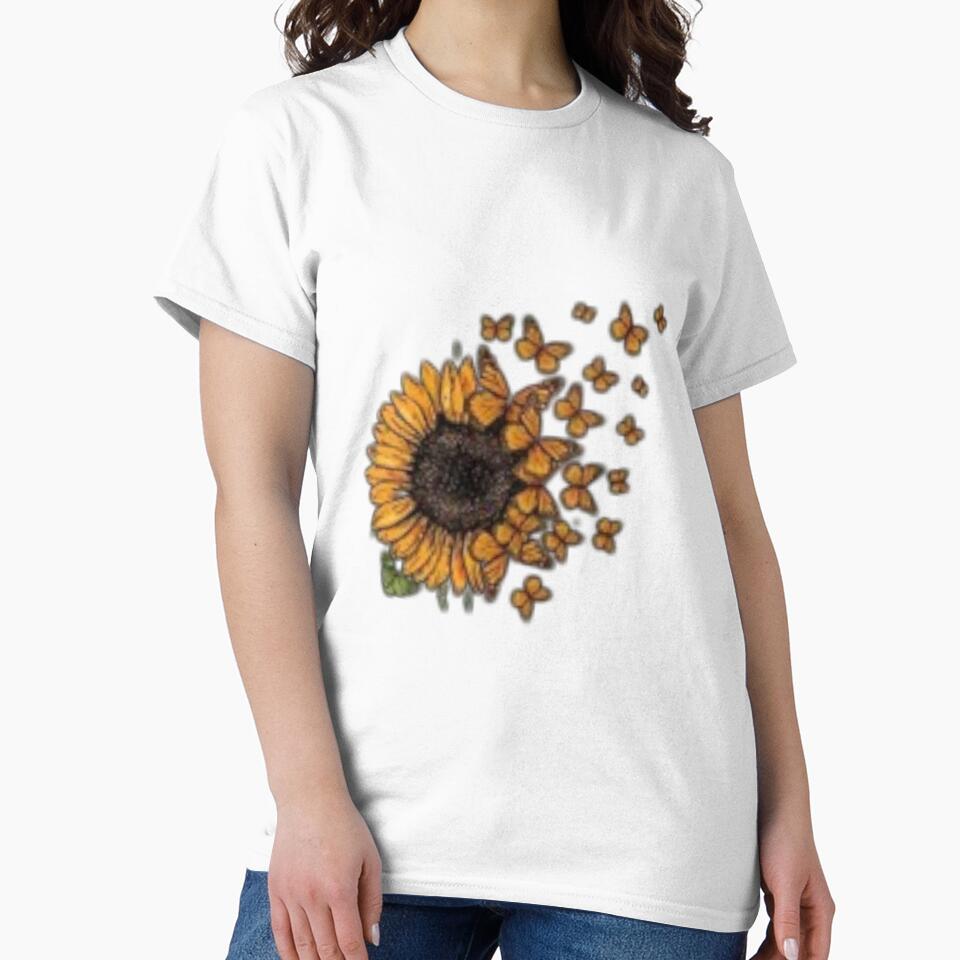 Sunflower Butterfly Print Crew Neck Women's Clothing - Adult & Kids T-Shirts, Sweatshirts & Hoodies apparel design preview 2