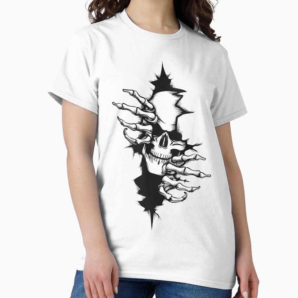 Skull Emerging From Crack by Fairyjam - Adult & Kids T-Shirts, Sweatshirts & Hoodies apparel design preview 2