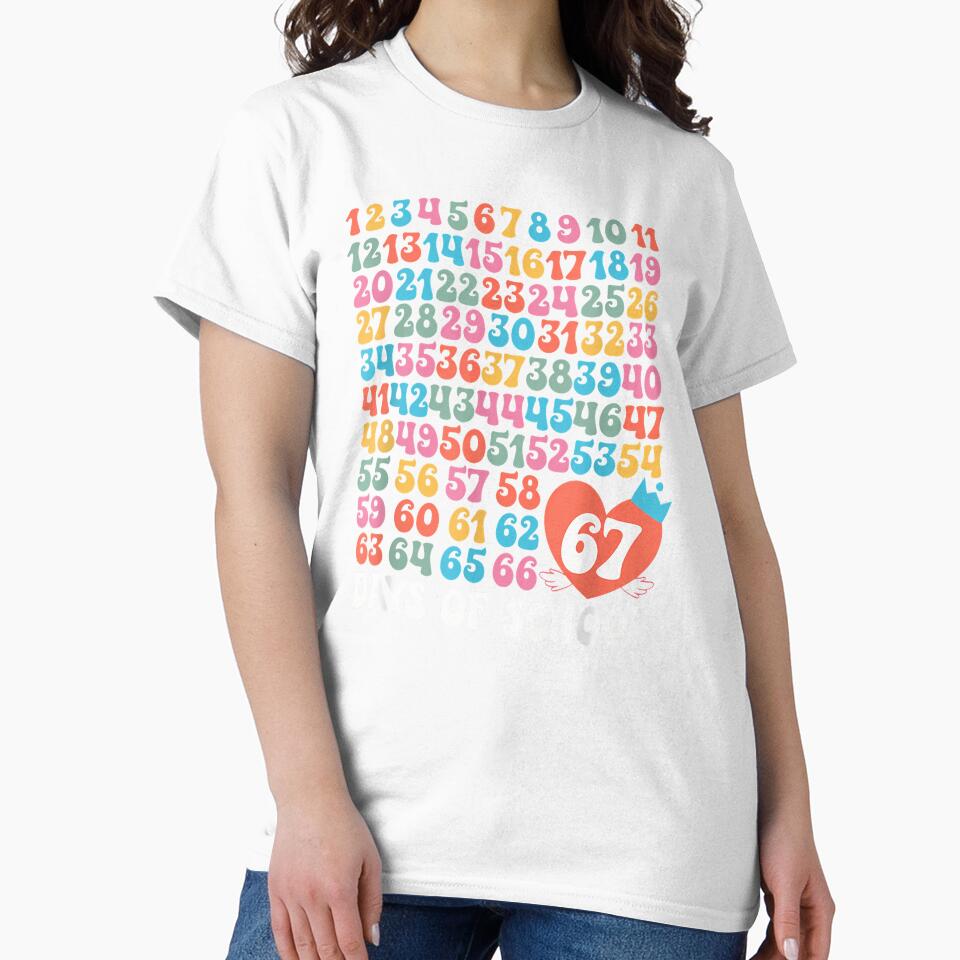 67Th Day Of School Teacher Kids Funny Six Seven 100Th - Adult & Kids T-Shirts, Sweatshirts & Hoodies apparel design preview 2