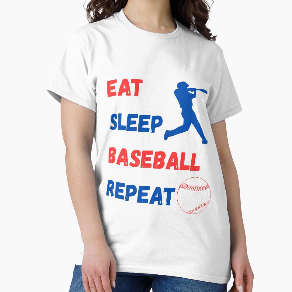 Eat Sleep Baseball Repeat Vintage Batter Lifestyle - Adult & Kids T-Shirts, Sweatshirts & Hoodies apparel design preview 2
