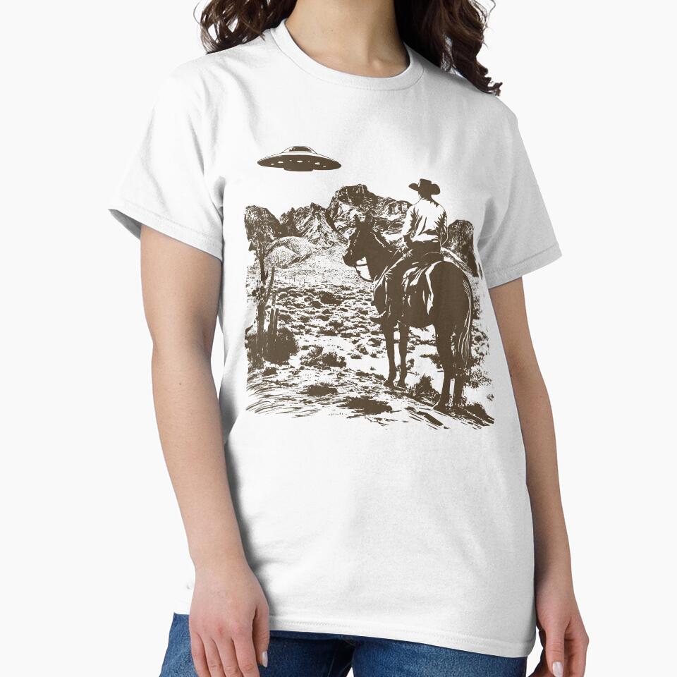 Copy of Cowboy UFO Western Brown by Jcat7 - Adult & Kids T-Shirts, Sweatshirts & Hoodies apparel design preview 2