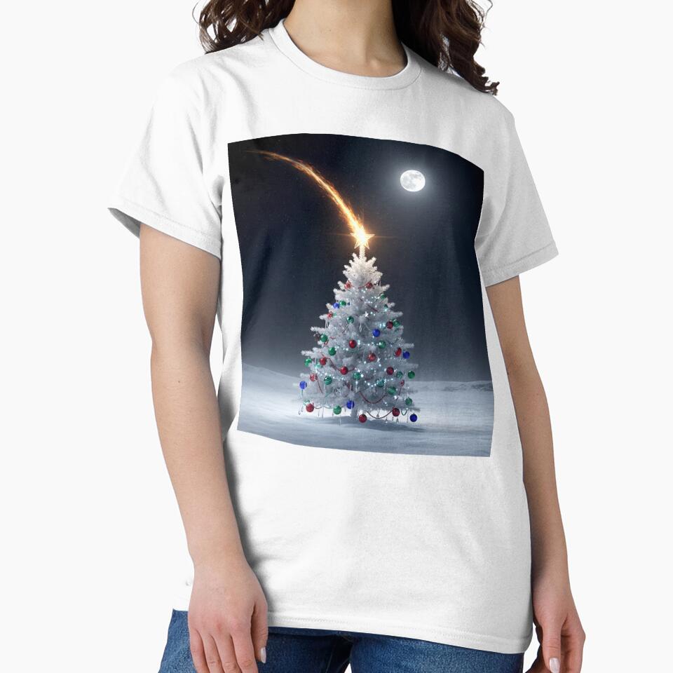 White Christmas Tree by MariaTheExpert - Adult & Kids T-Shirts, Sweatshirts & Hoodies apparel design preview 2