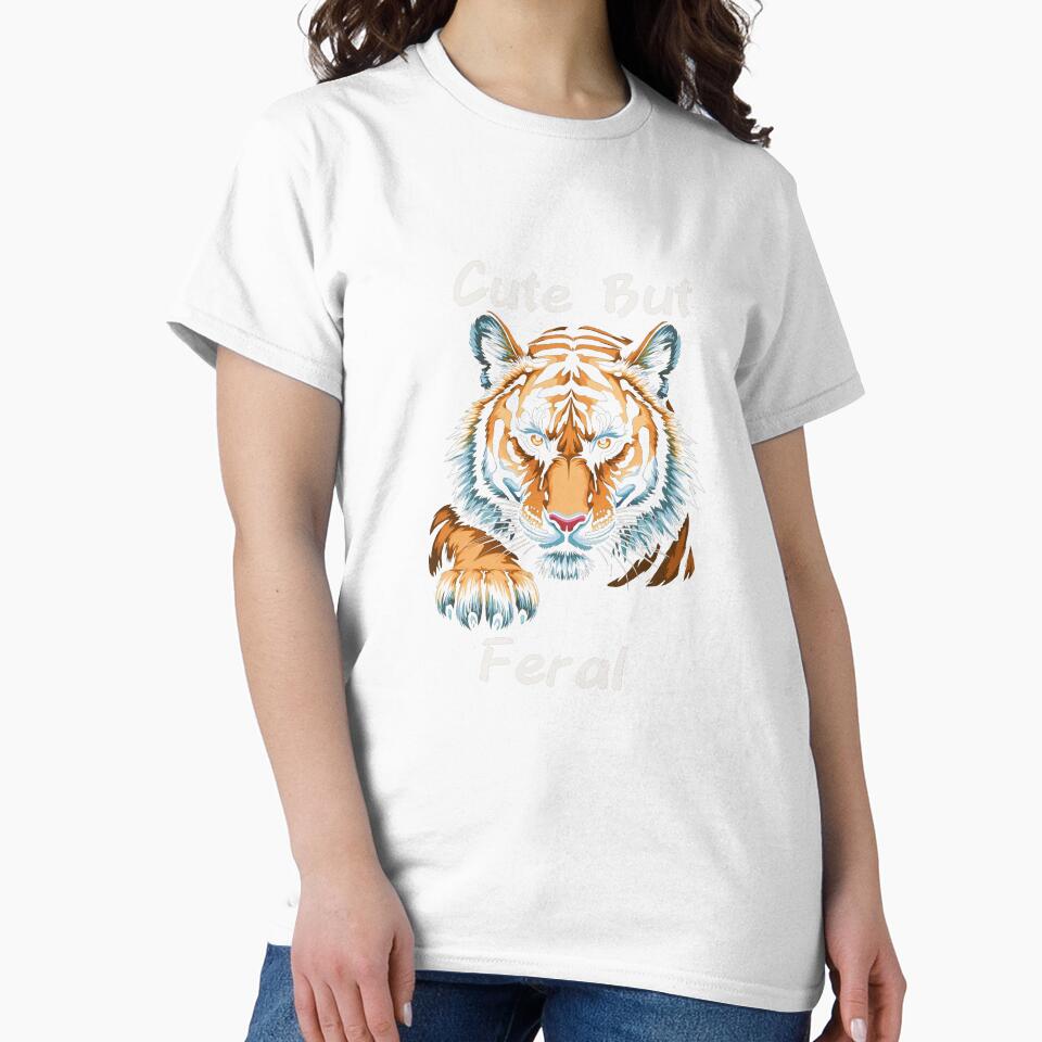 Tiger, cute but Feral by Inklivion - Adult & Kids T-Shirts, Sweatshirts & Hoodies apparel design preview 2