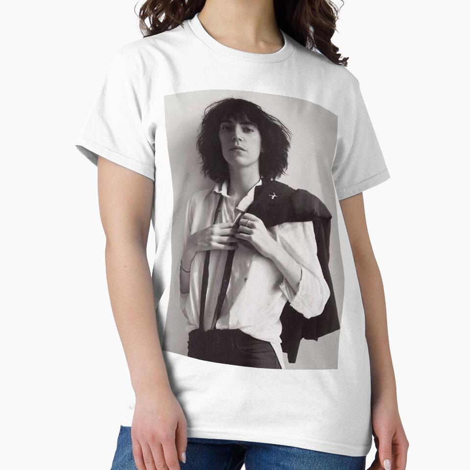 Poster Patti Smith Horse 1970s With Jacket by - Adult & Kids T-Shirts, Sweatshirts & Hoodies apparel design preview 2