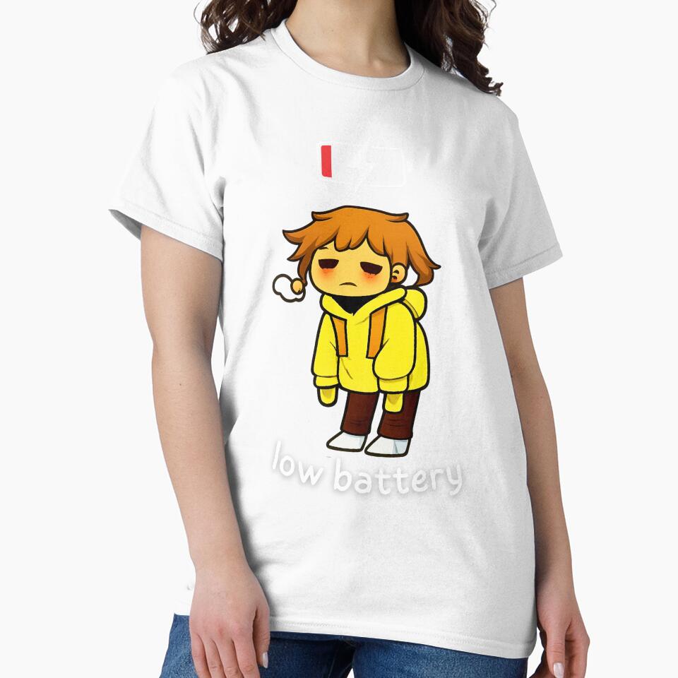 Low Battery Cute Tired Aesthetic Illustration for - Adult & Kids T-Shirts, Sweatshirts & Hoodies apparel design preview 2