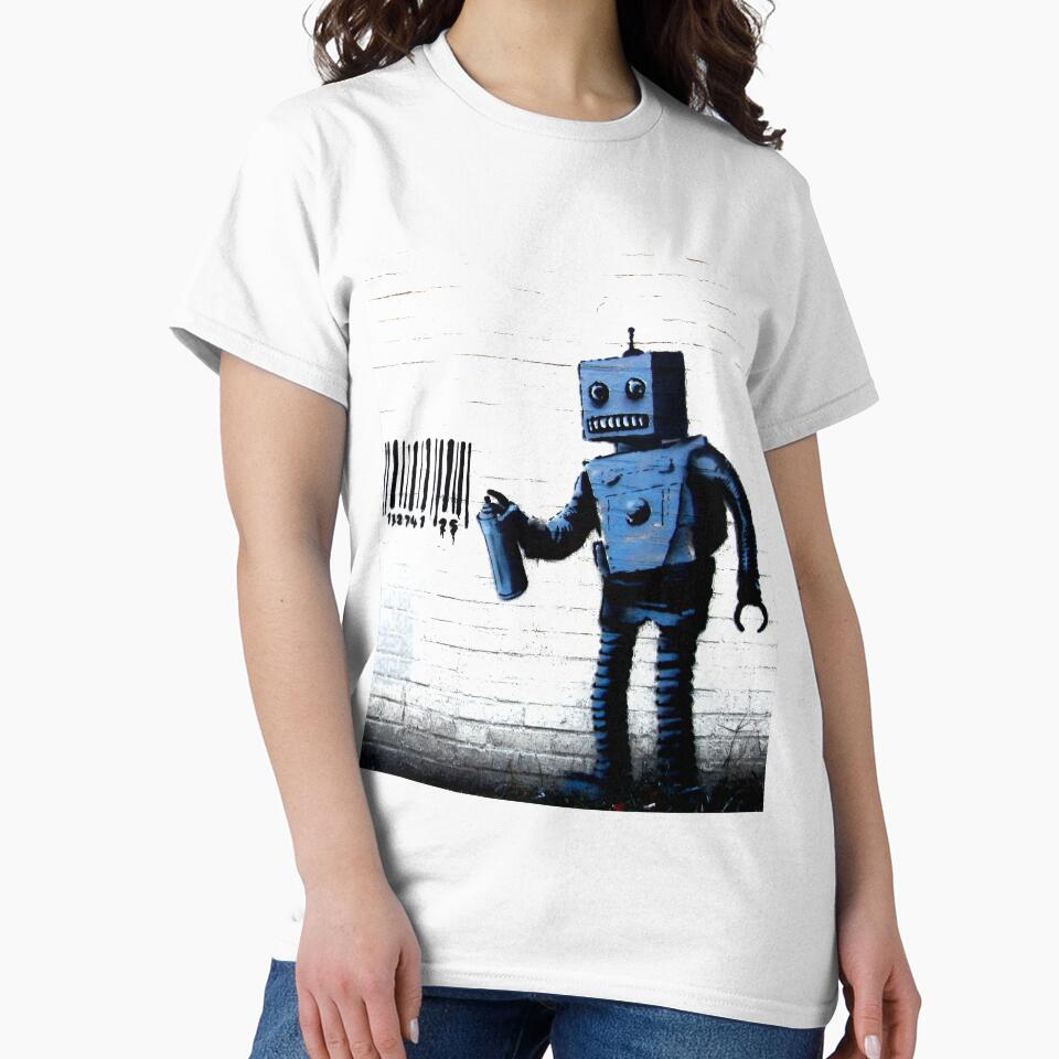 GRAFFITI ROBOT BARCODE BANKSY by T-paw - Adult & Kids T-Shirts, Sweatshirts & Hoodies apparel design preview 2