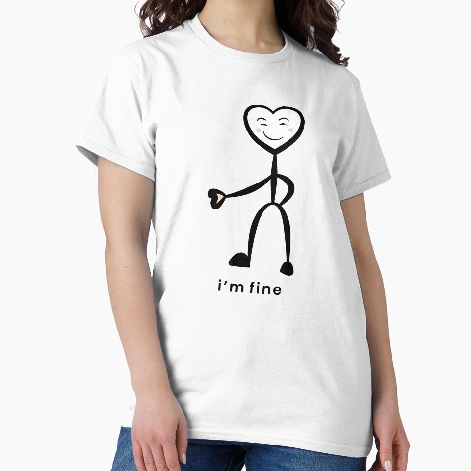Winsky I'm Fine Calm Smile Heart (Lower Text Edition) - Adult & Kids T-Shirts, Sweatshirts & Hoodies apparel design preview 2