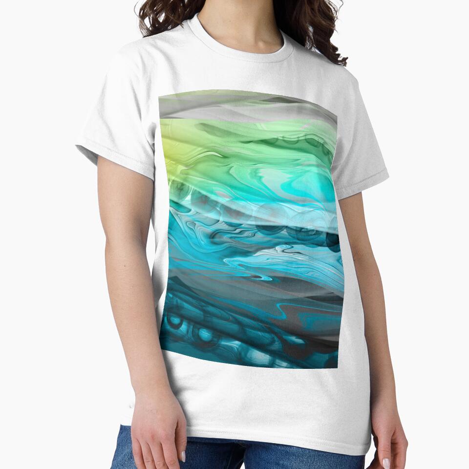 Abstract liquid art alcohol ink ocean waves, marble - Adult & Kids T-Shirts, Sweatshirts & Hoodies apparel design preview 2