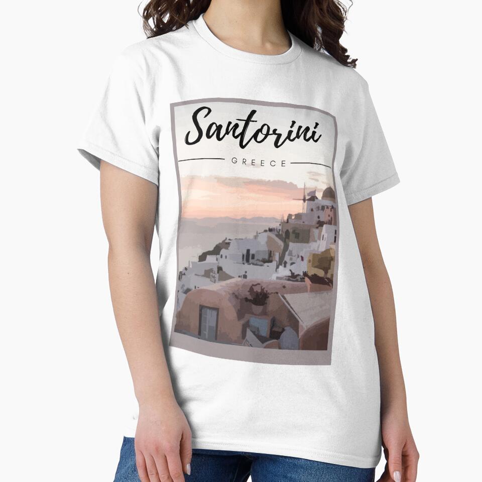 Santorini Greece and by TripsandPrints - Adult & Kids T-Shirts, Sweatshirts & Hoodies apparel design preview 2