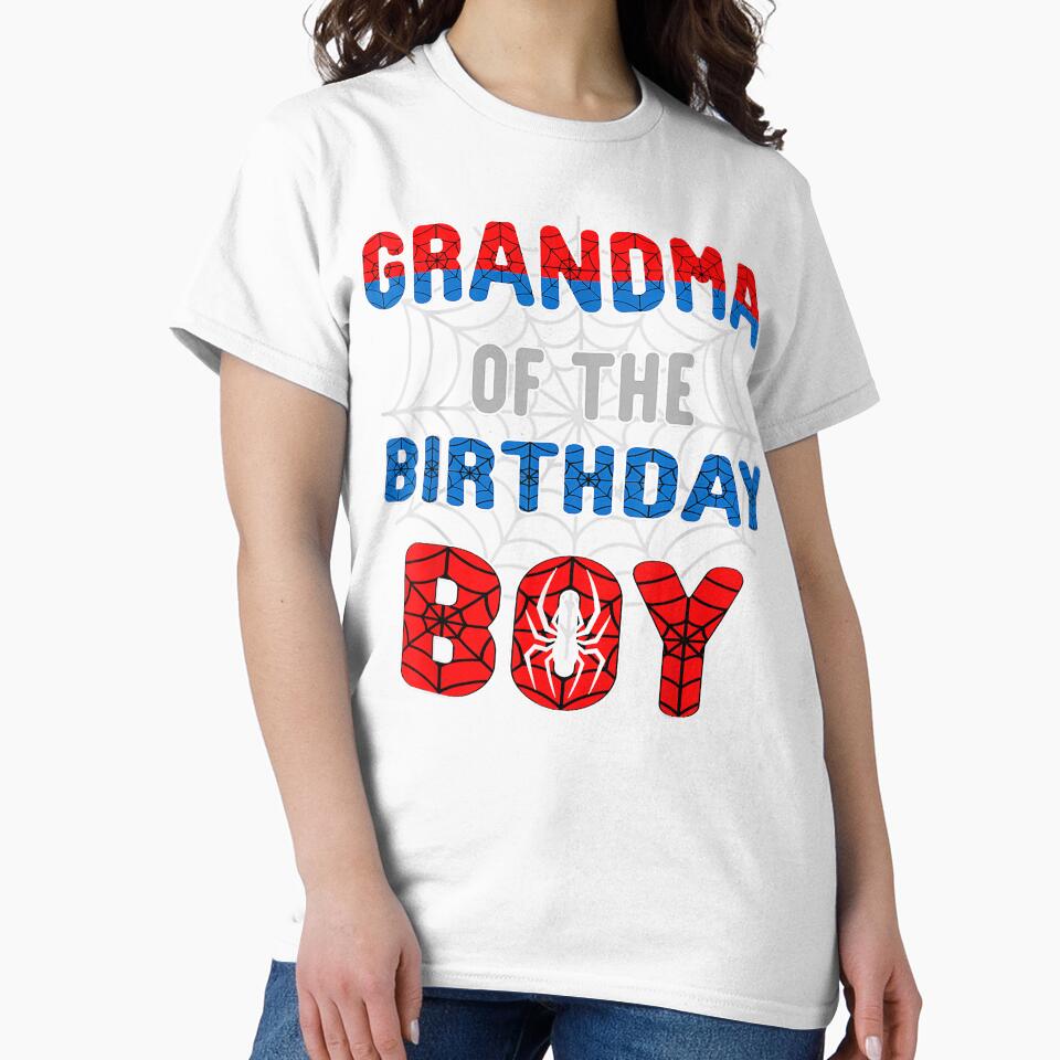 Spider Web Birthday Party Grandma Of The Boy T Shir - Adult & Kids T-Shirts, Sweatshirts & Hoodies apparel design preview 2