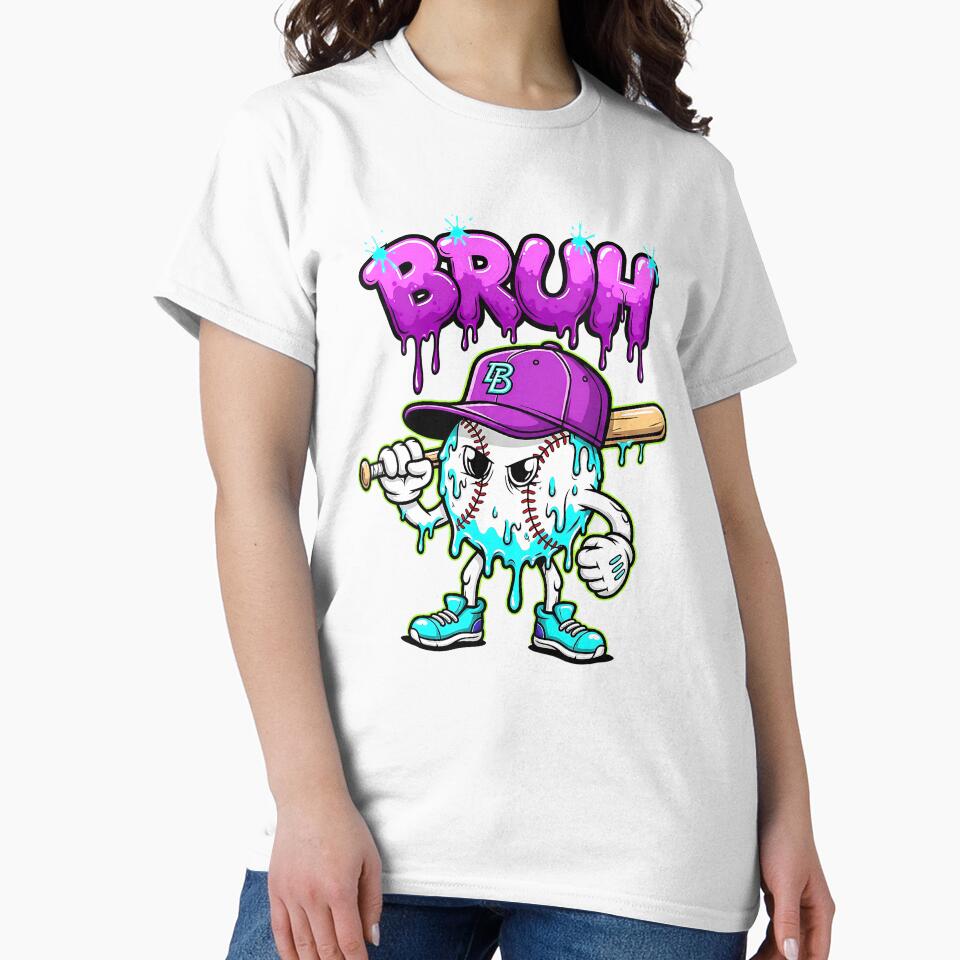 Baseball Ice Cream Drip Youth Bruh For Girls Boys by - Adult & Kids T-Shirts, Sweatshirts & Hoodies apparel design preview 2