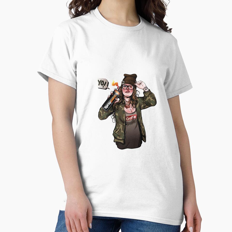 Young and beauty girl painting graffiti Essential by - Adult & Kids T-Shirts, Sweatshirts & Hoodies apparel design preview 2