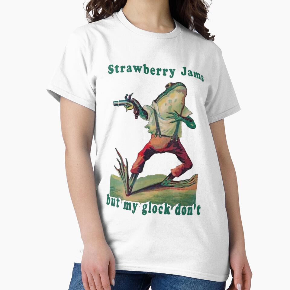 Vintage Strawberry jams but my glock don't frog by - Adult & Kids T-Shirts, Sweatshirts & Hoodies apparel design preview 2